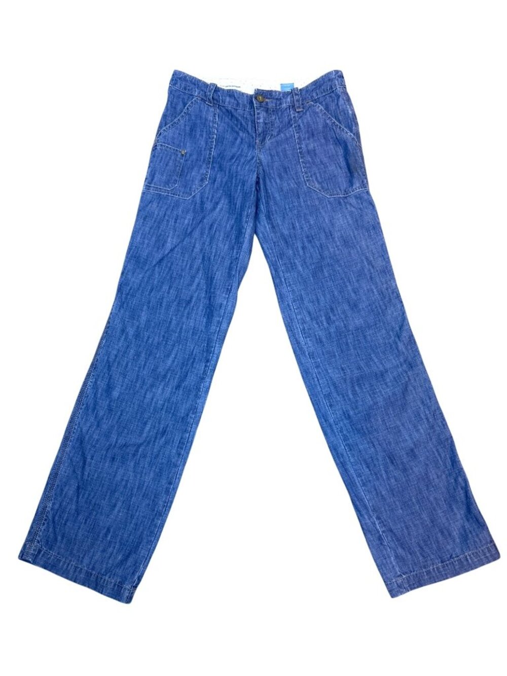 Pilcro And The Letterpress Wide Leg Chambray Pants Blue 100% Cotton Relaxed